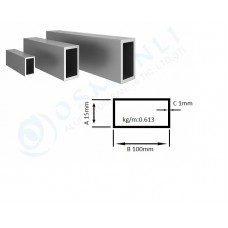 Alüminyum Kutu Profil 15mm  100mm Et Kalınlık 1mm